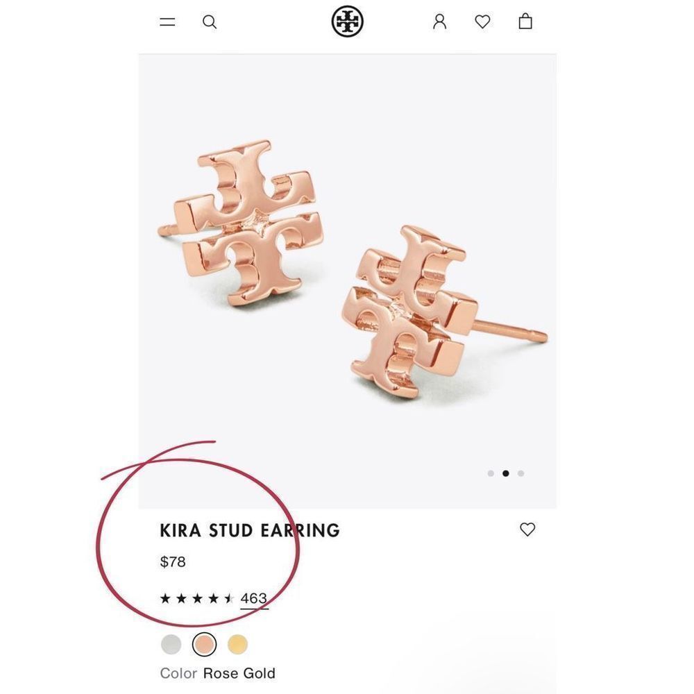 New Tory Burch 18k Kira Rose Gold Studs $78 - Picture 6 of 12